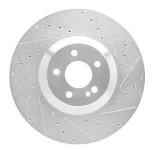 Mercedes-Benz E43 AMG Brake Rotor (1) - Rear Right - R1 Concepts - Drilled & Slotted - Silver - `17-`23